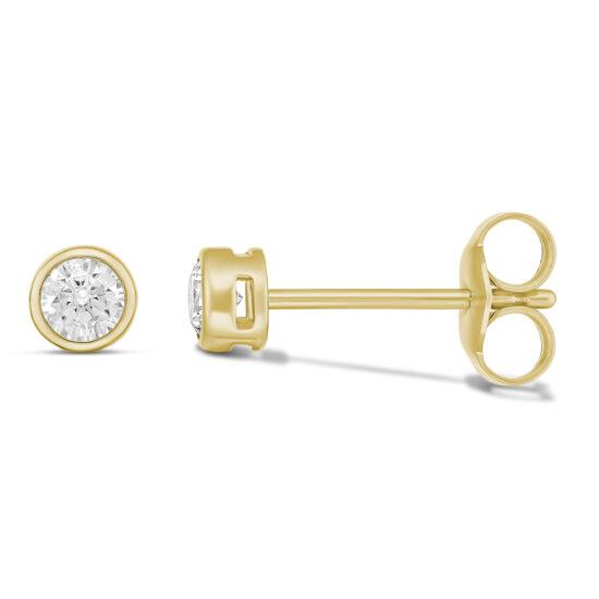 Evergem 9ct Yellow Gold 3mm Round Cubic Zirconia Studs E10--