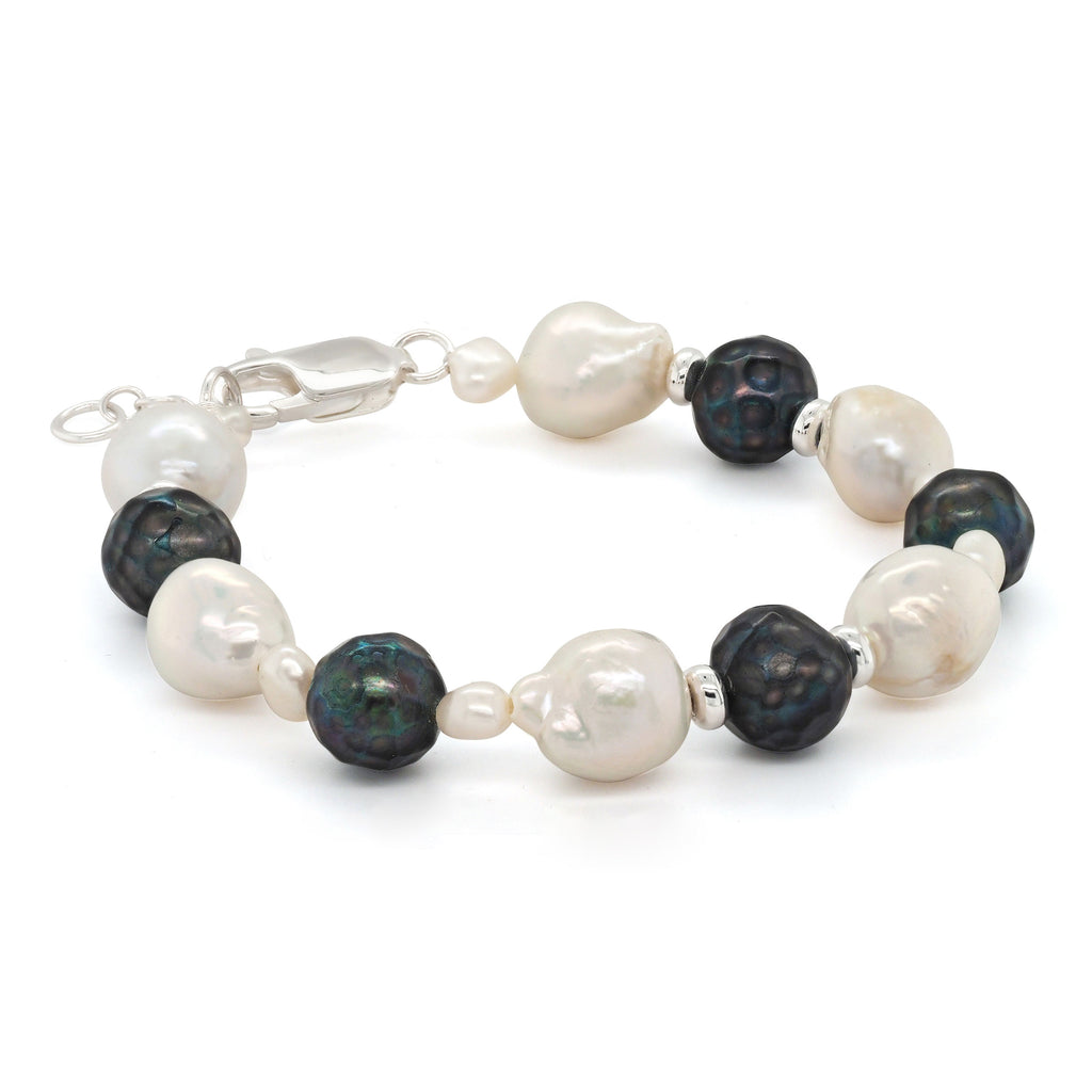 Baroque, Peacock & Freshwater Pearl Sterling Silver Bracelet