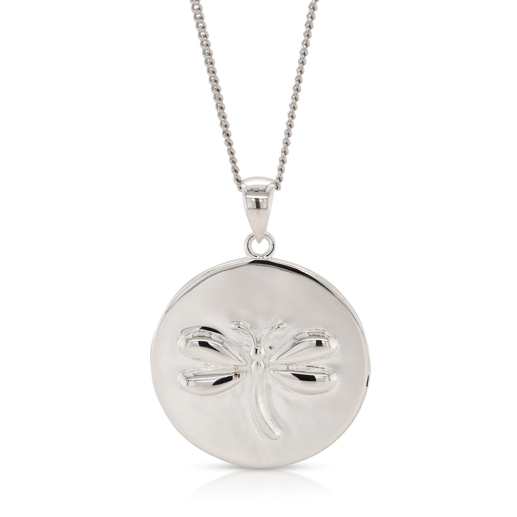 Sterling Silver Dragonfly Sister 24mm Round Disc Pendant