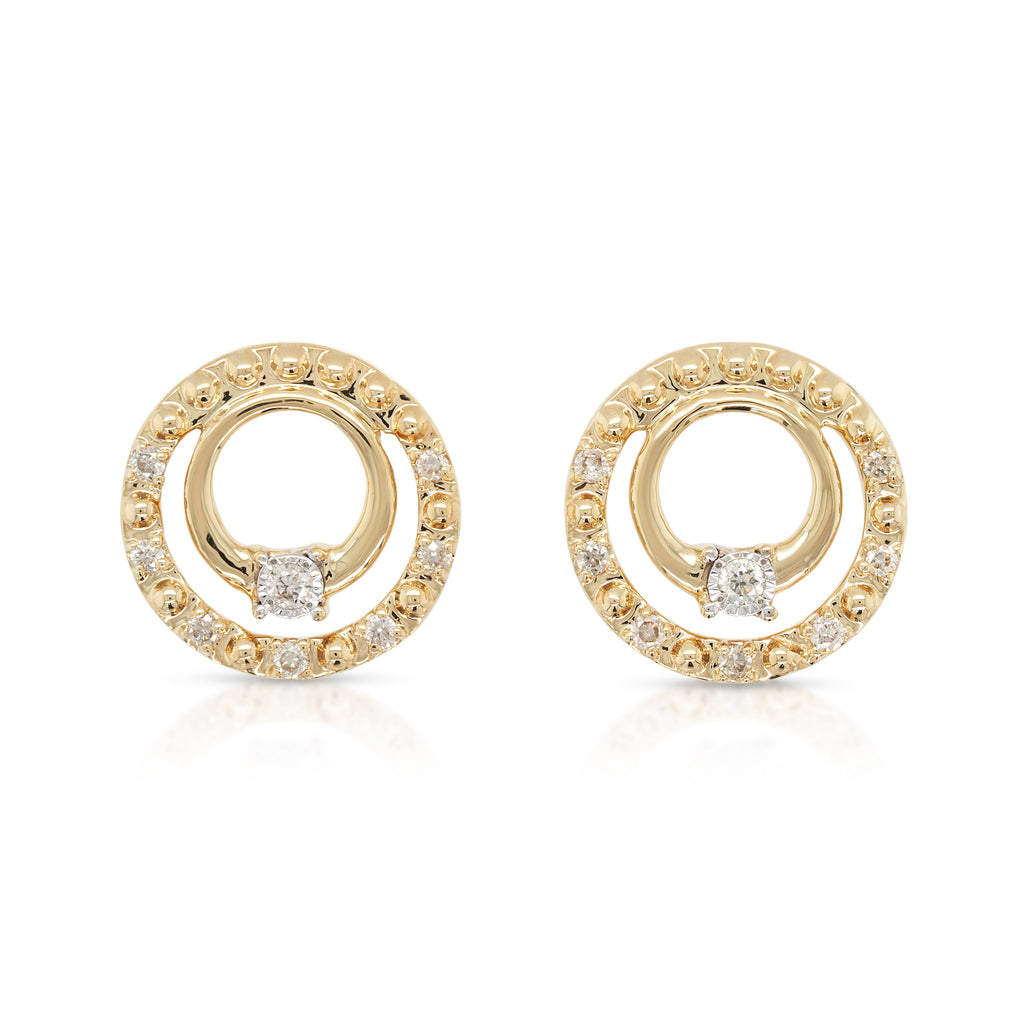 9ct Yellow Gold Diamond 8mm Double Open Circle Studs