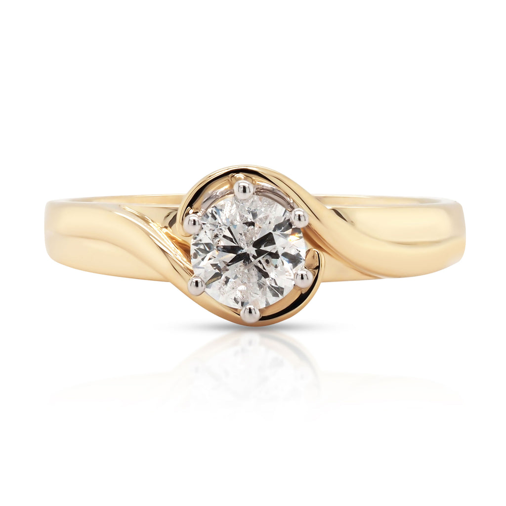 9ct Yellow Gold 0.54CT Diamond Solitaire Sweeping Shoulder R