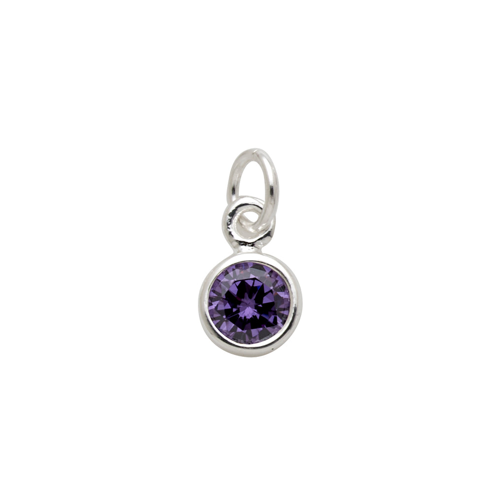 Sterling Silver Amethyst-Look February Birthstone Charm