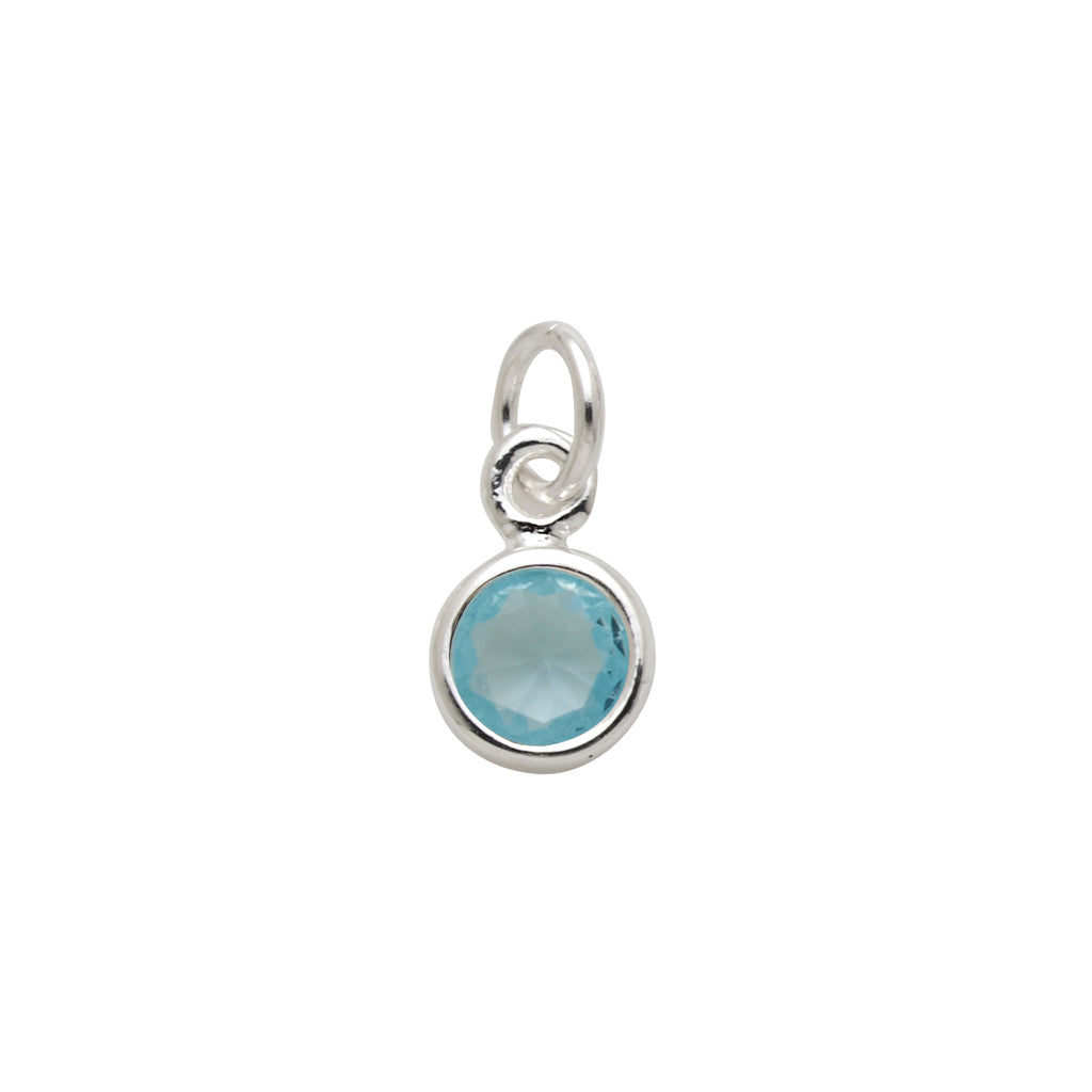 Sterling Silver Aquamarine-Colour March Birthstone Stud