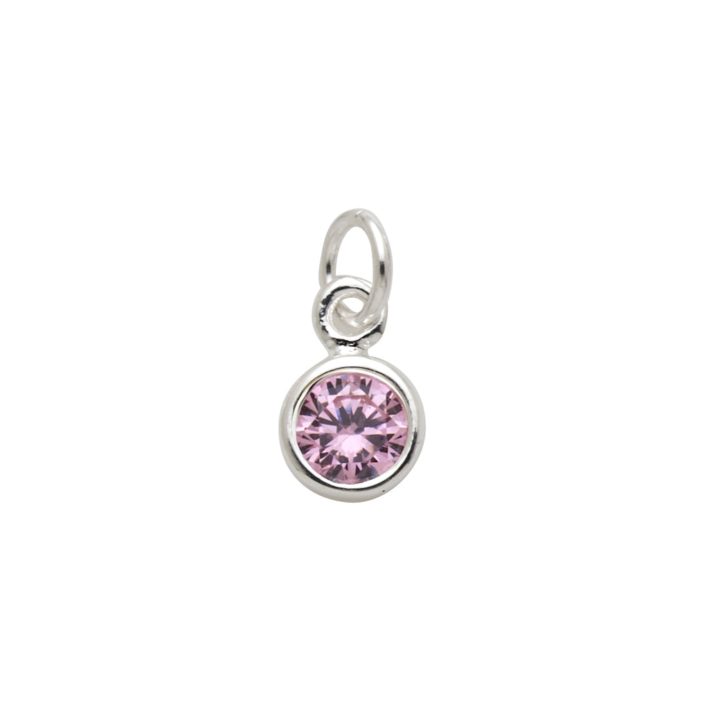 Sterling Silver Pink Cubic Zirconia October Birthstone Charm