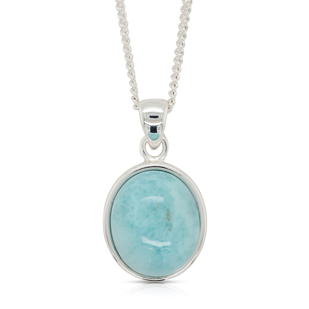 Sterling Silver Oval Larimar Pendant