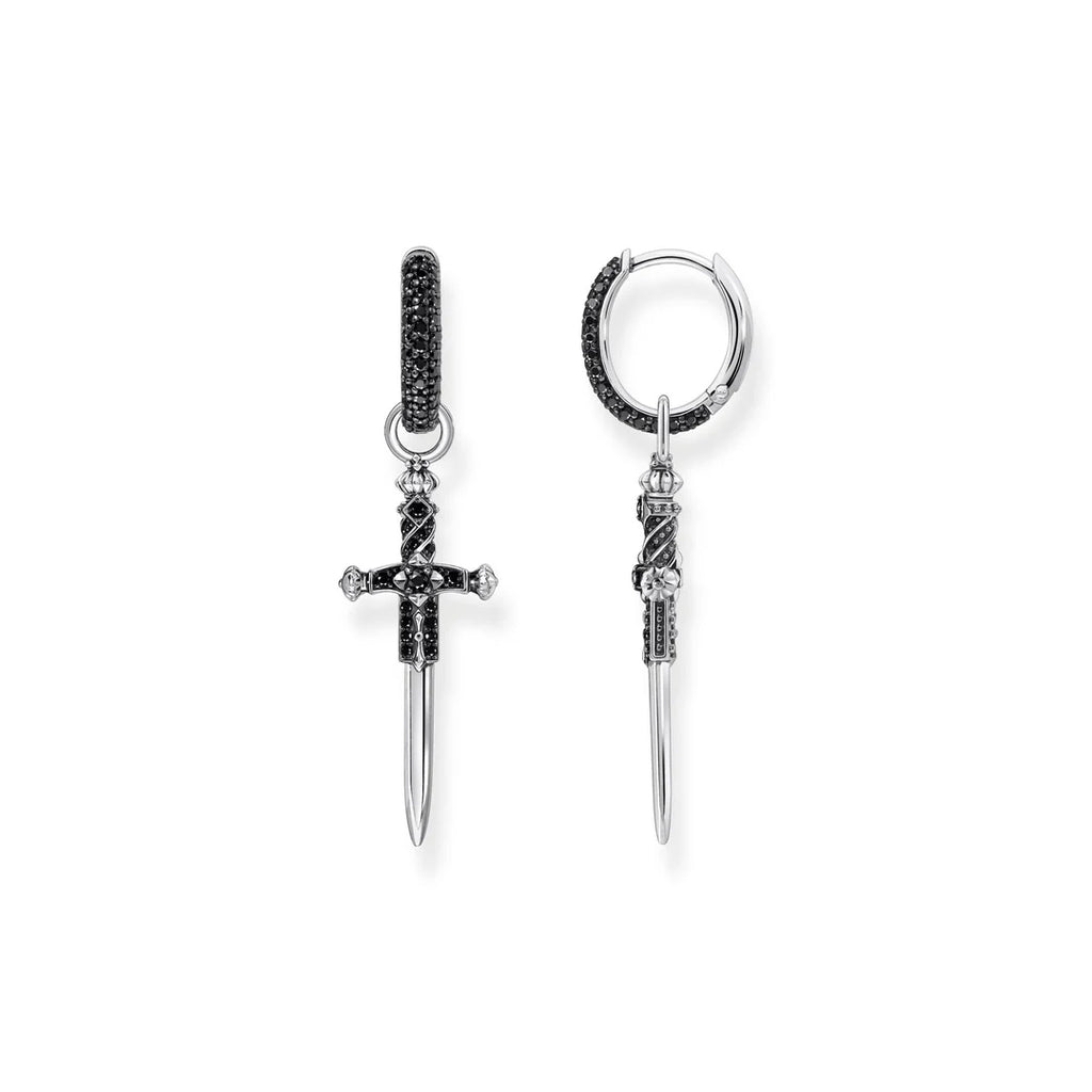 Thomas Sabo Sterling Silver Hanging Sword Hoop Earrings TCR7