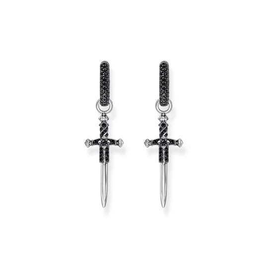 Thomas Sabo Sterling Silver Hanging Sword Hoop Earrings TCR7