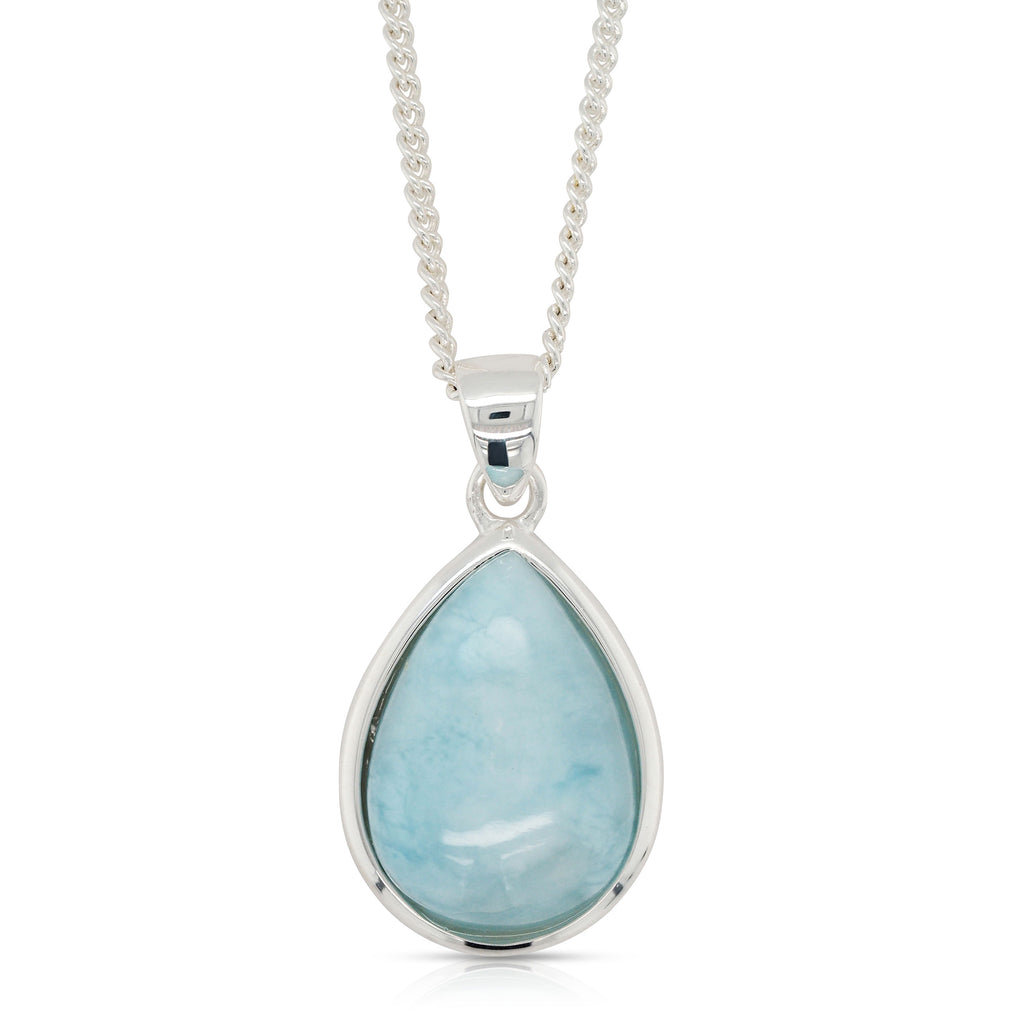 Sterling Silver Pear Shaped Larimar Pendant