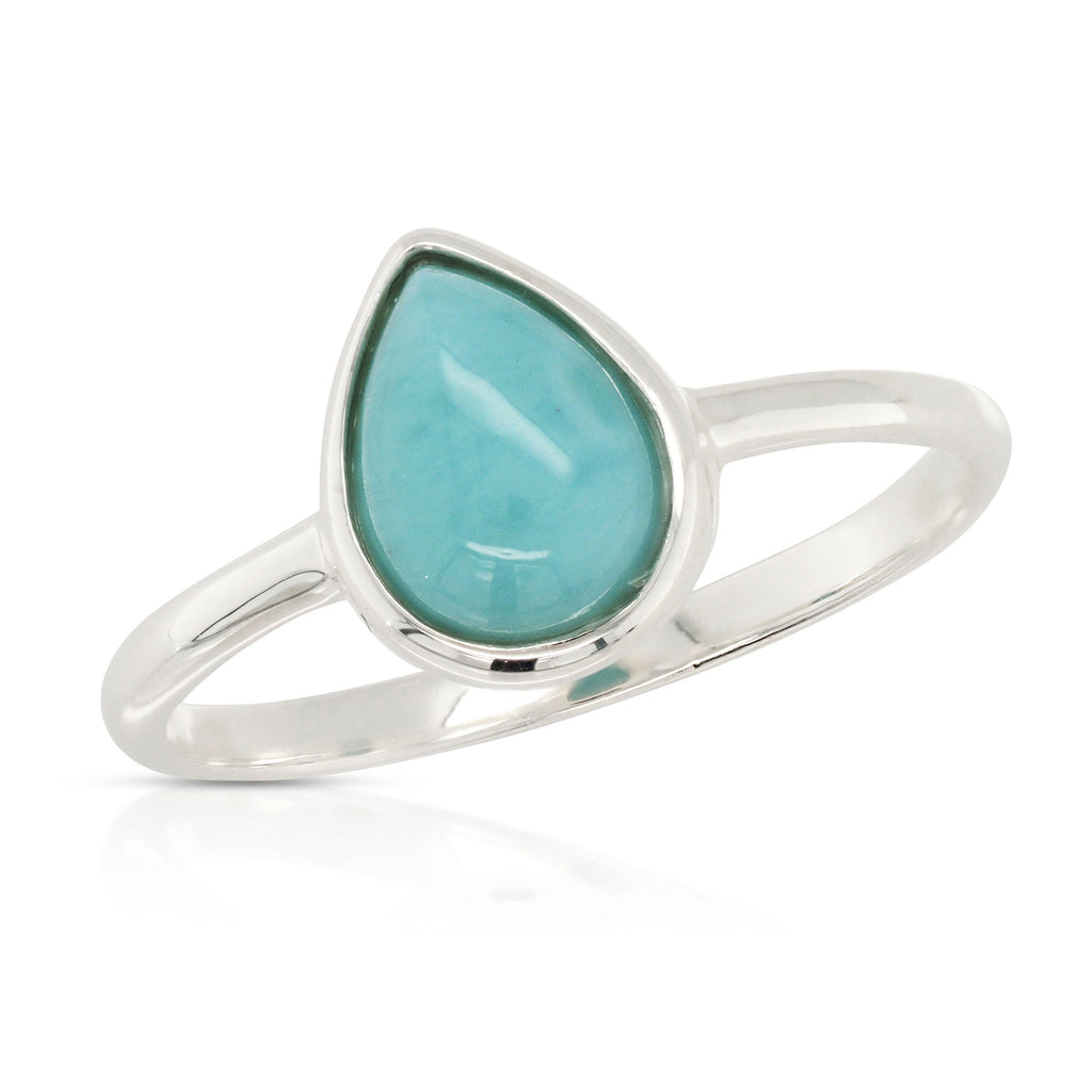 Sterling Silver Pear Shaped Larimar Ring