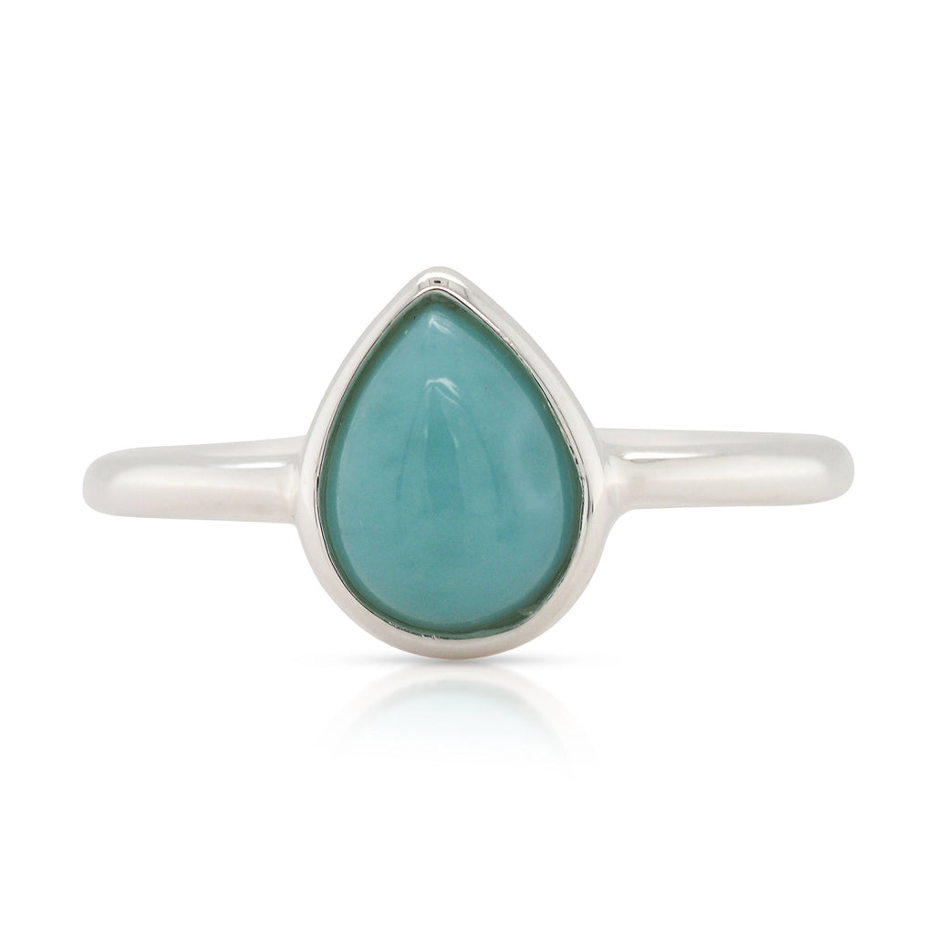 Sterling Silver Pear Shaped Larimar Ring