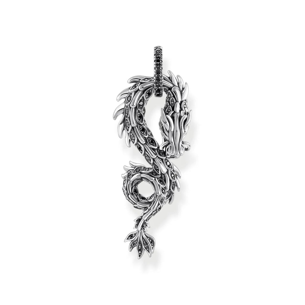 Thomas Sabo Sterling Silver Black Cubic Zirconia Dragon Pend