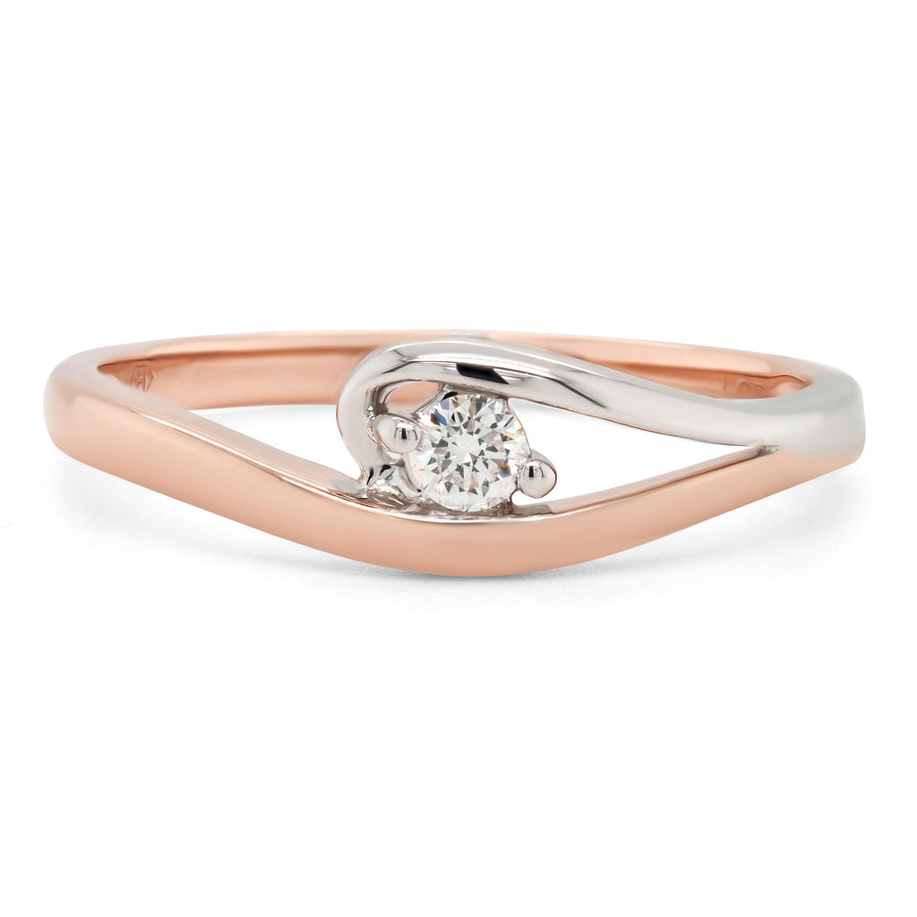 9ct Rose Gold 0.09CT Lab Grown Diamond Solitaire Open Curved