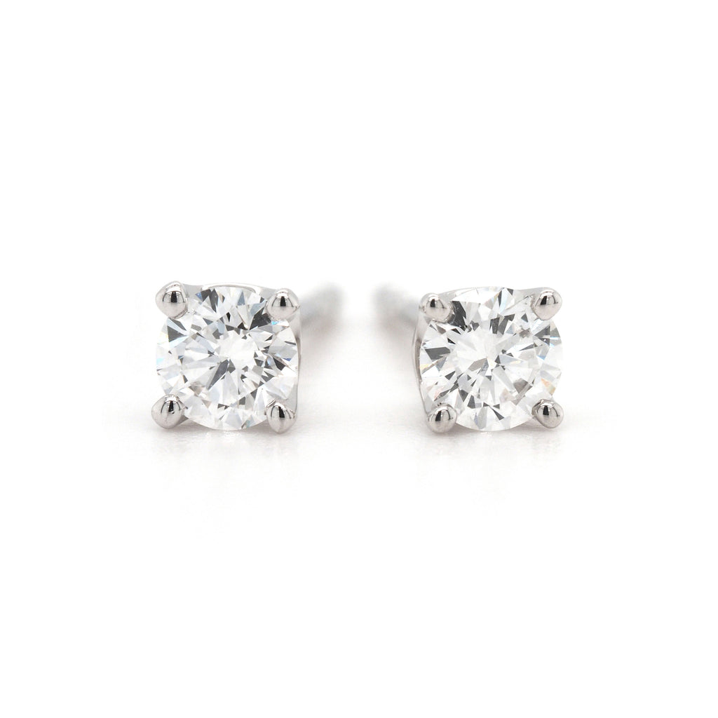 9ct White Gold Lab Grown Diamond Solitaire Stud Earrings TDW