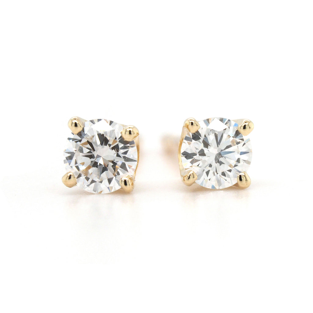 9ct Yellow Gold Lab Grown Diamond Solitaire Stud Earrings TD