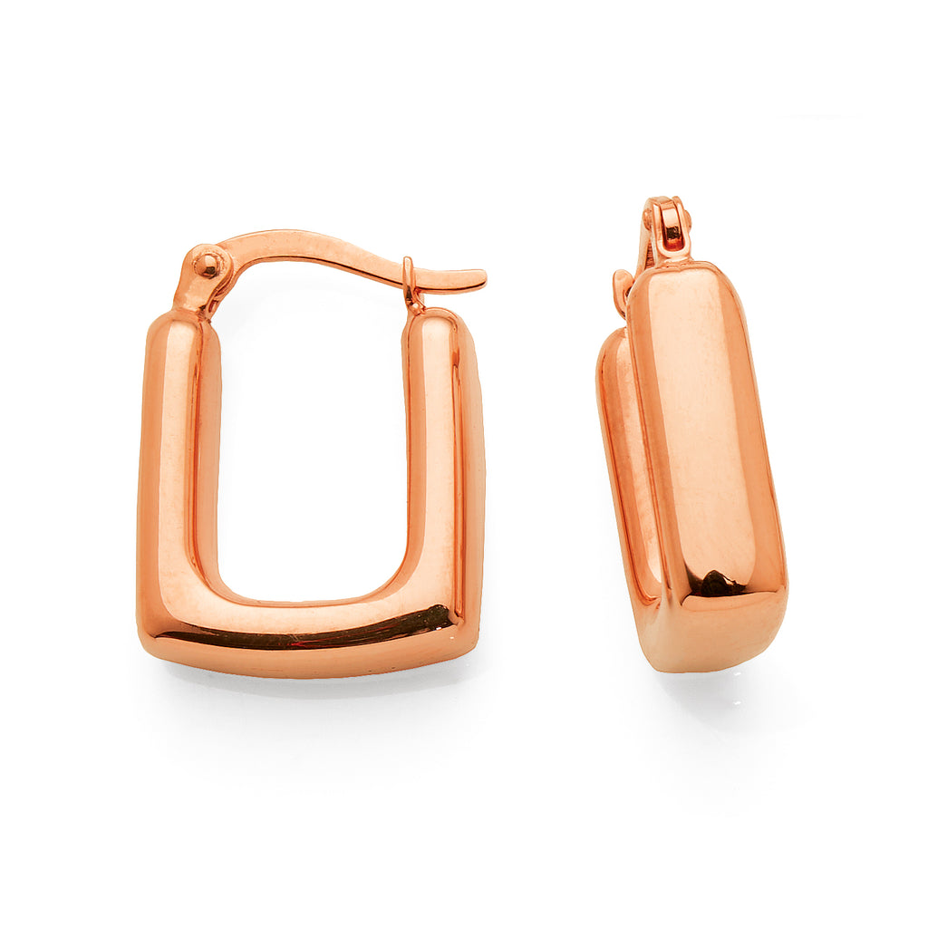 9ct Rose Gold Bonded 9mm Square Hoop Earrings