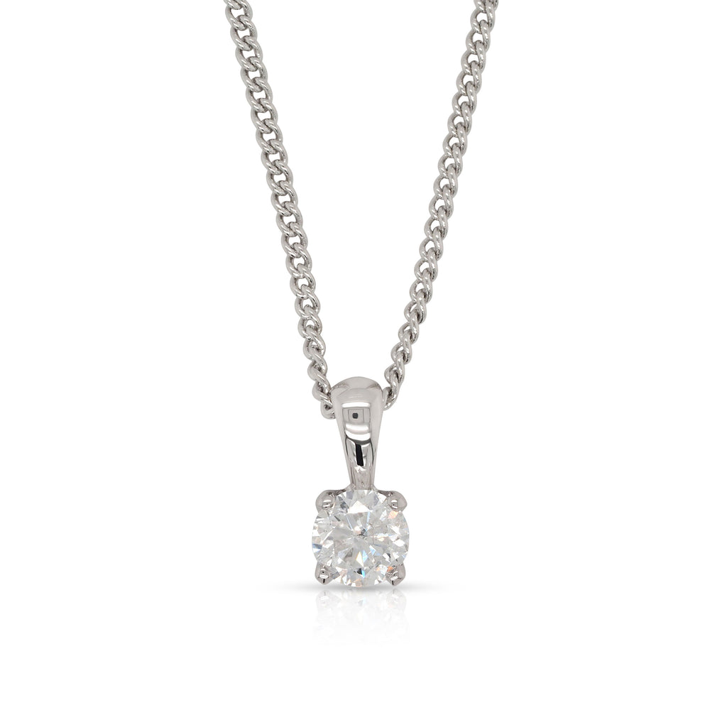 9ct White Gold 0.41CT Brilliant Cut Diamond Solitaire Pendan