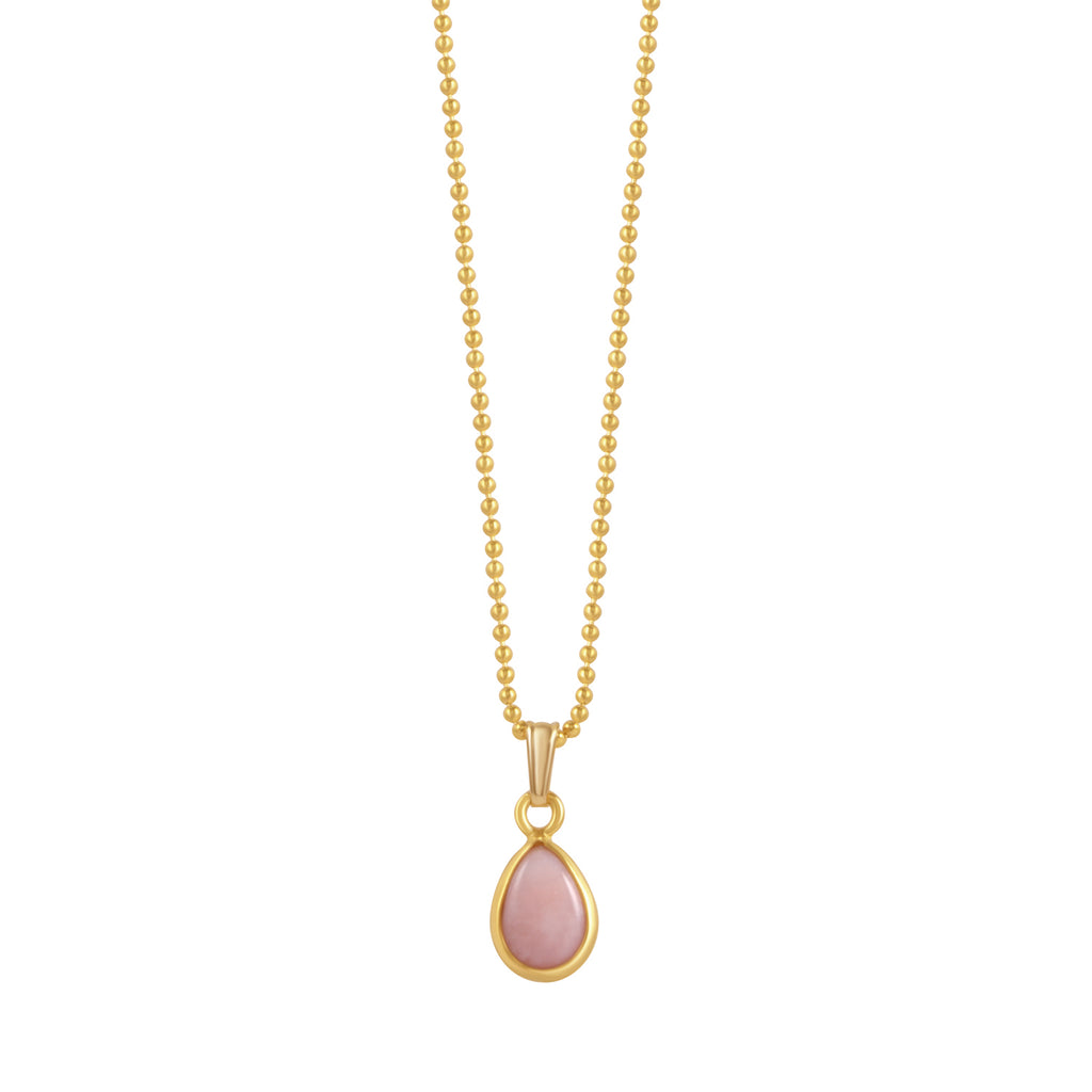 Von Treskow Gold Filled Round Pink Opal Pendant On Ball Chai