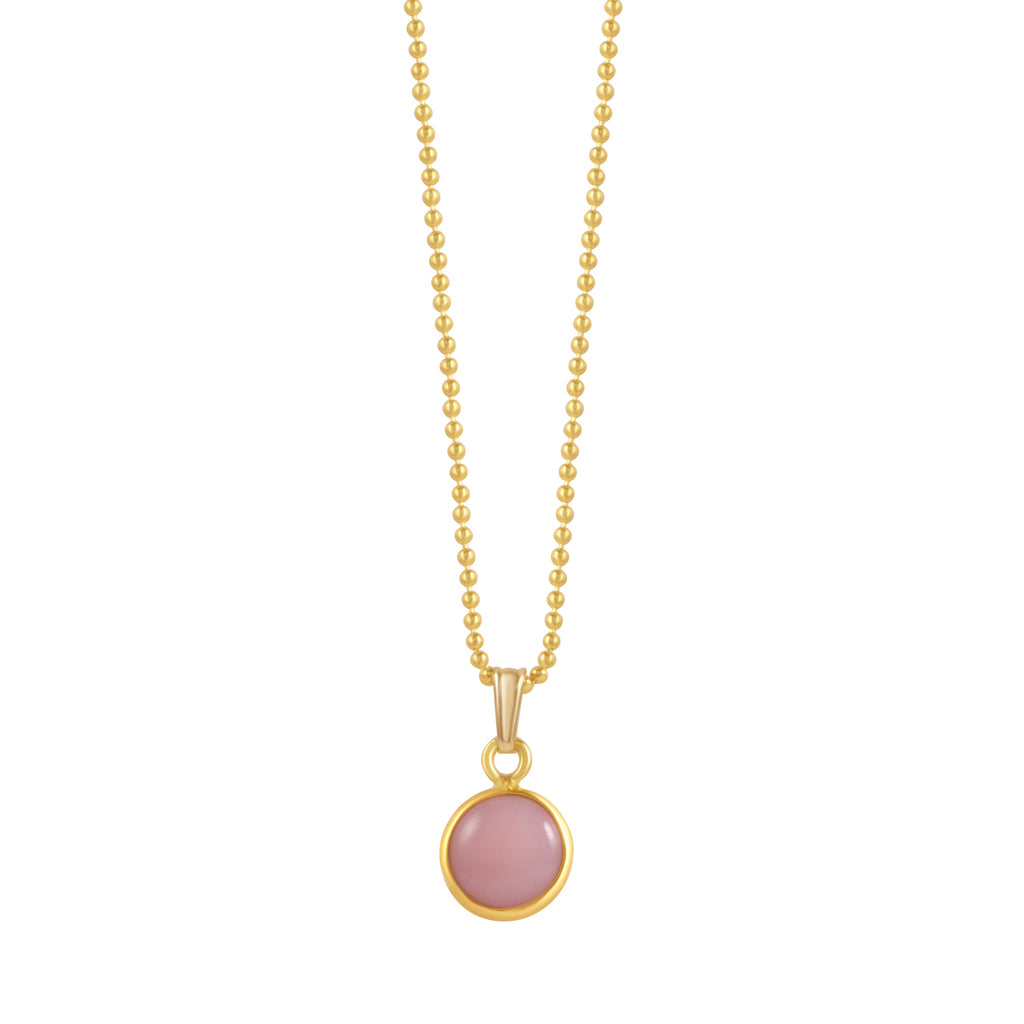 Von Treskow Gold Filled Round Pink Opal Pendant On Ball Chai