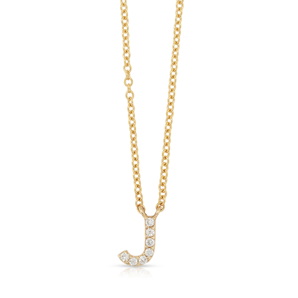 Von Treskow Luxe 9ct Gold Lab Grown Diamond J Initial Neckle