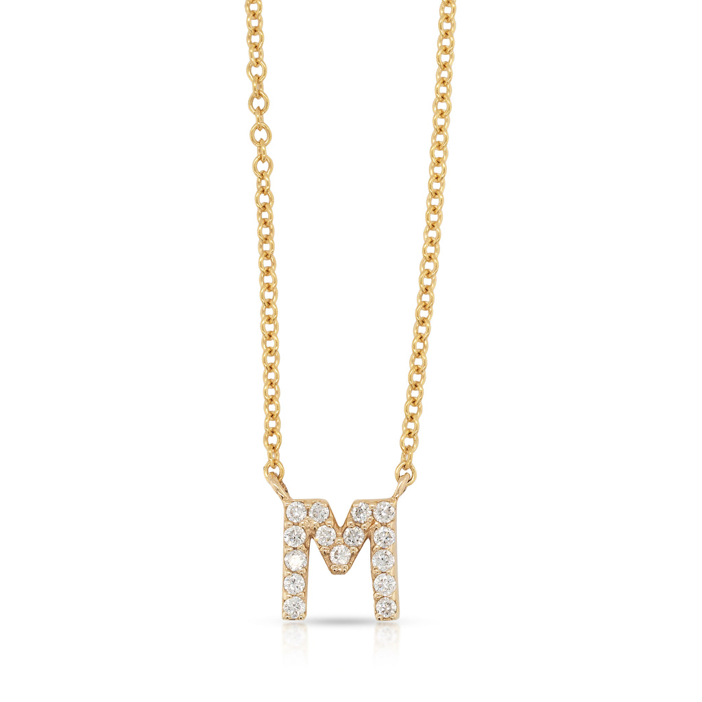 Von Treskow Luxe 9ct Gold Lab Grown Diamond M Initial Neckle