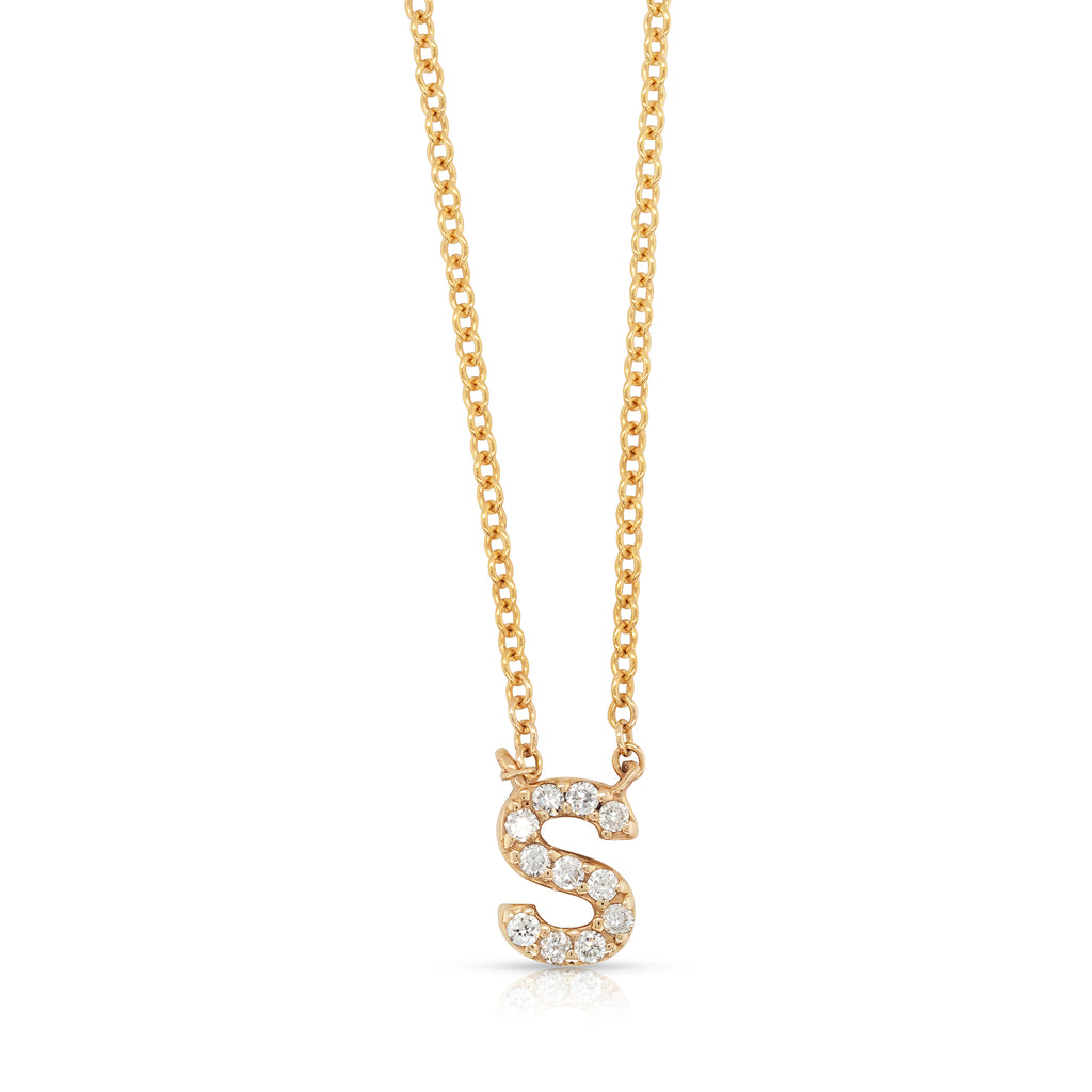 Von Treskow Luxe 9ct Gold Lab Grown Diamond S Initial Neckle