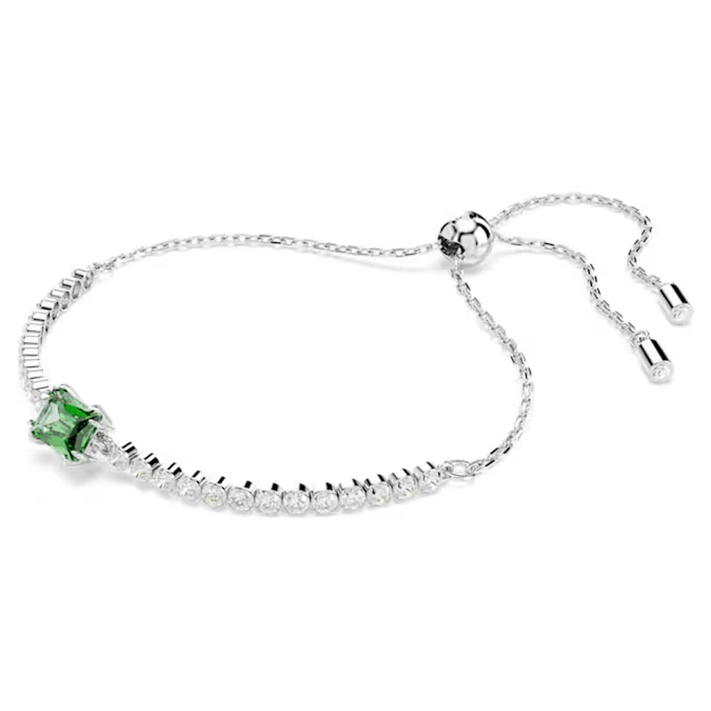 Swarovski Matrix Mixed Cut Green & White Crystal Slider Brac