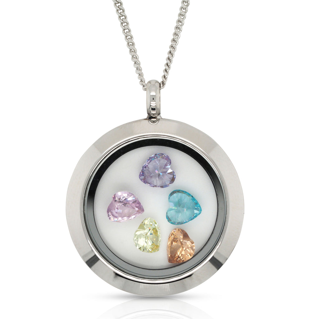 Stainless Steel Pastel Heart Floating Charm Memories Locket