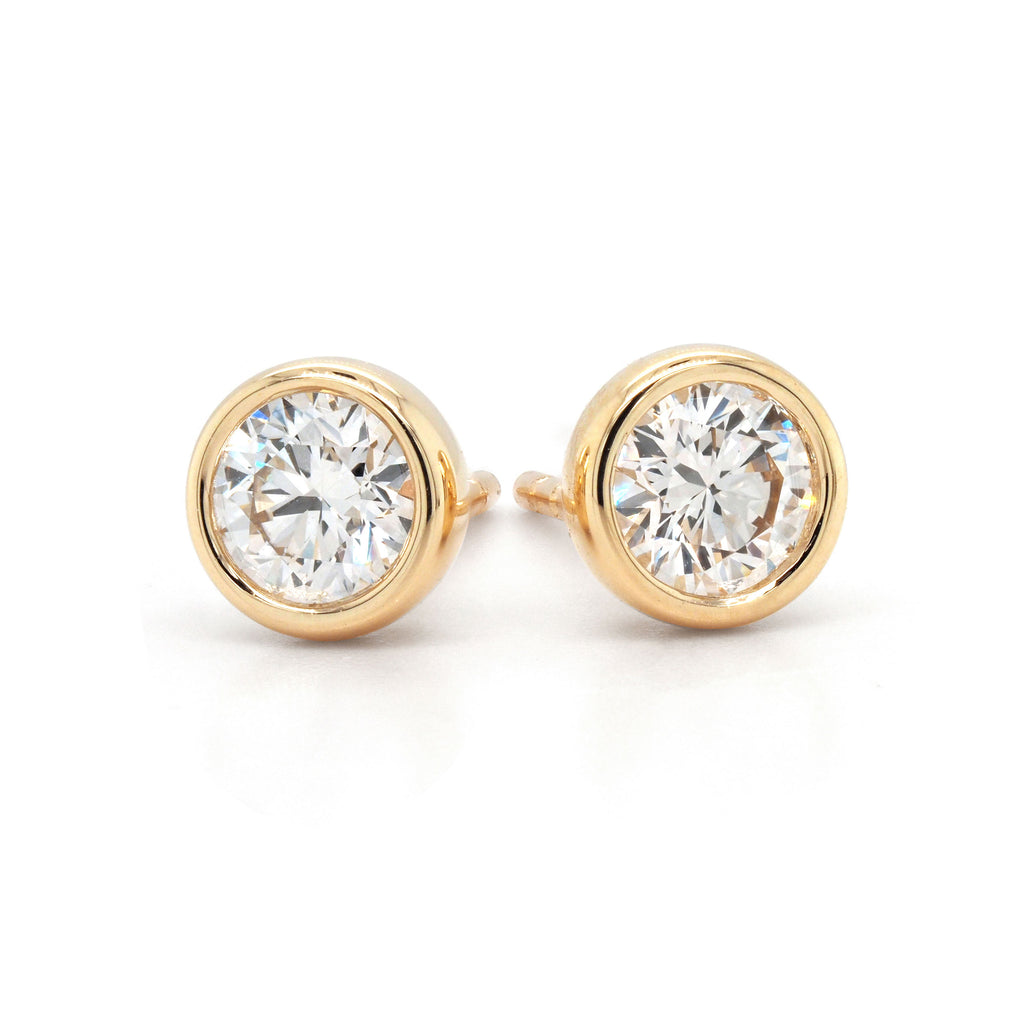 9ct Yellow Gold Lab Grown Diamond Bezel Set Stud Earrings TD