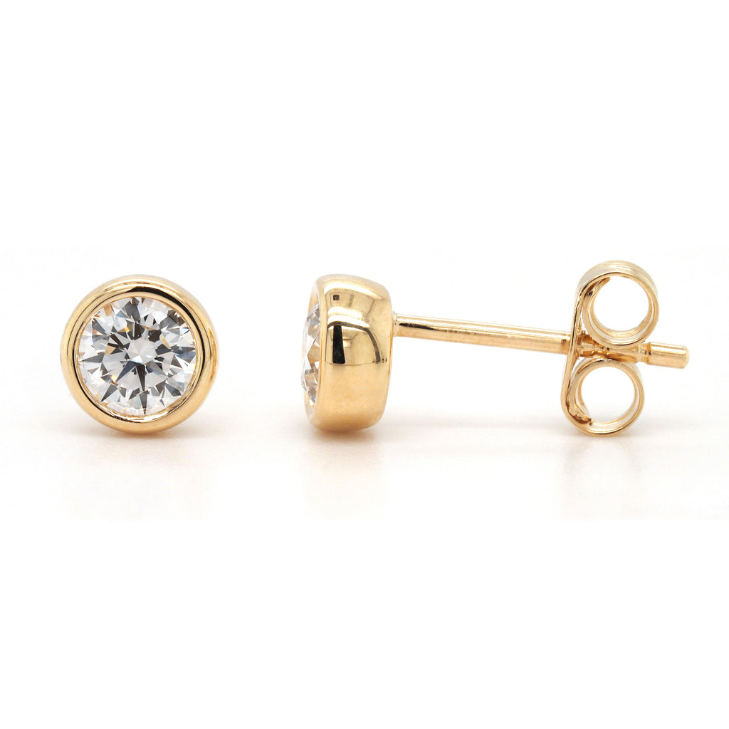 9ct Yellow Gold Lab Grown Diamond Bezel Set Stud Earrings TD