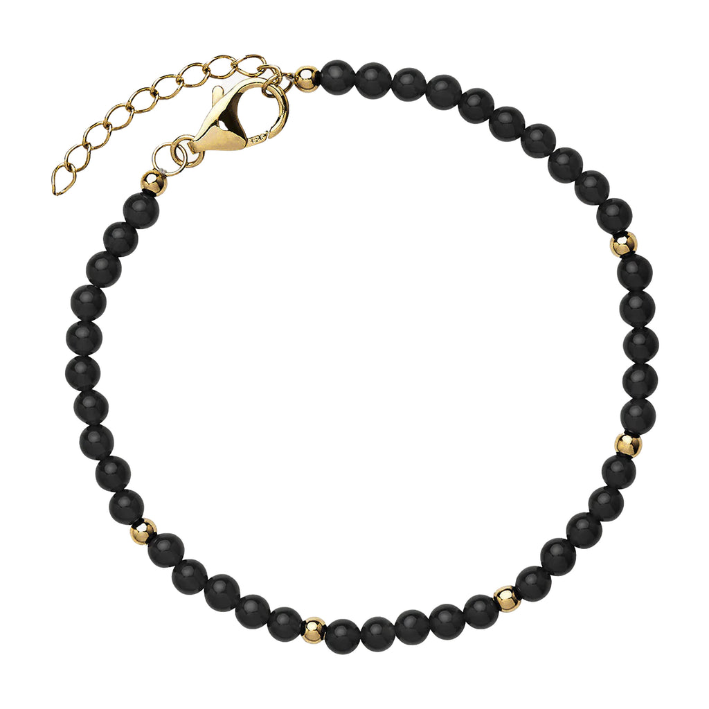 Najo 'Stargazer' Gold Tone & Black Onyx Bead Bracelet B7191