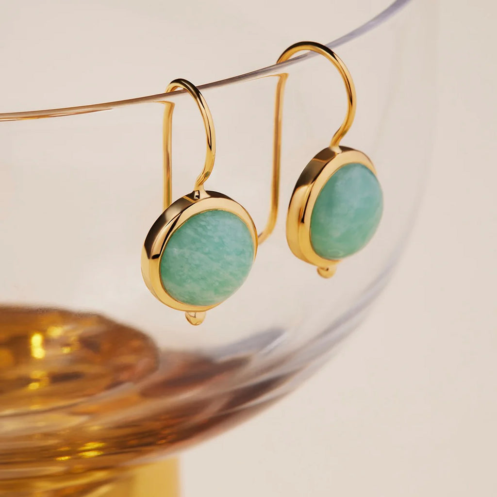 Najo 'Azzurro' Gold Tone & Amazonite Hook Earrings E7190