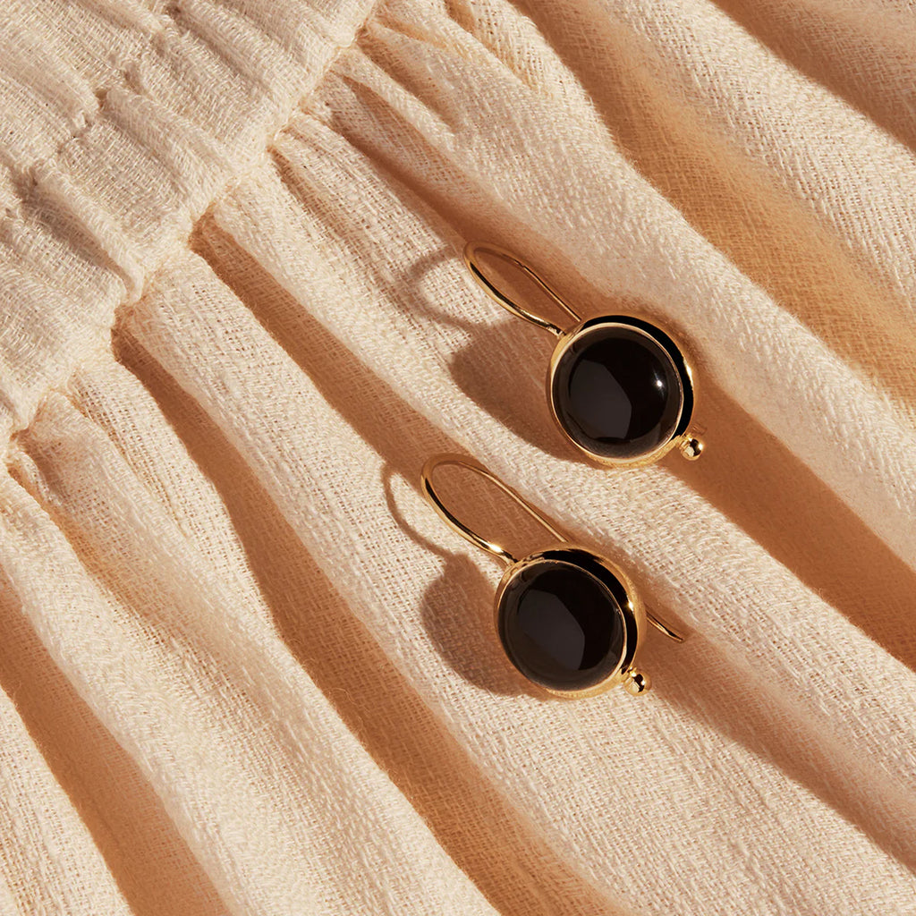 Najo 'Stargazer' Gold Tone & Black Onyx Hook Earrings E7191