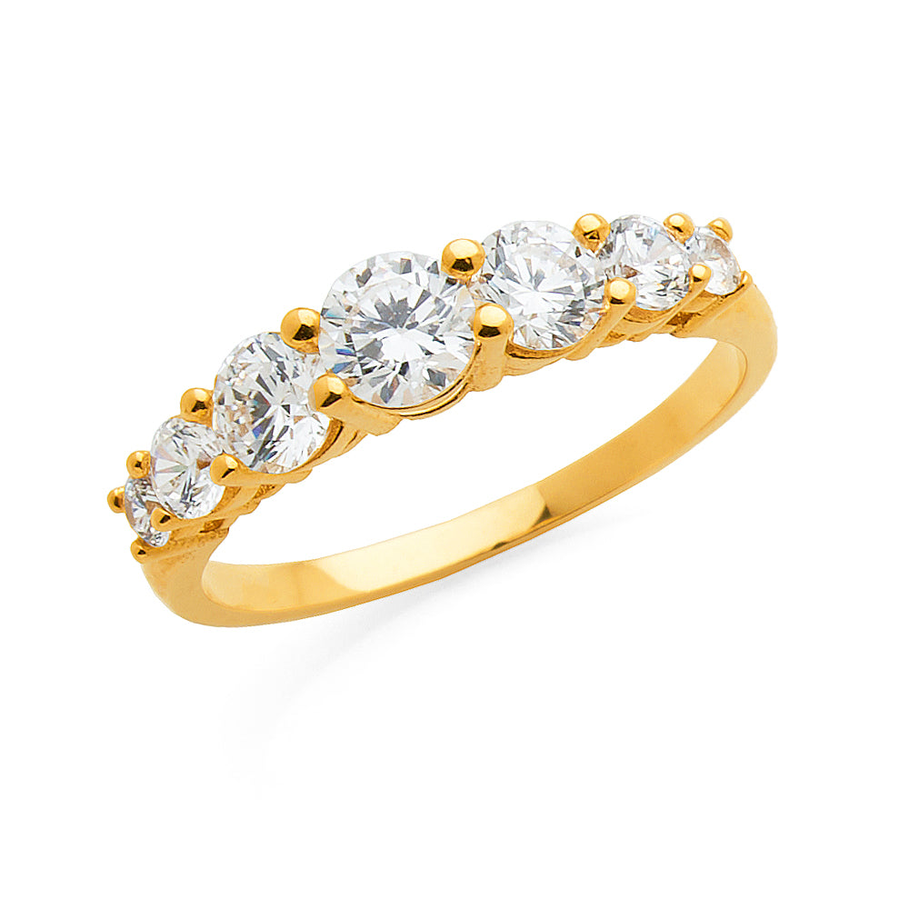 9ct Yellow Gold Cubic Zirconia Graduating Ring