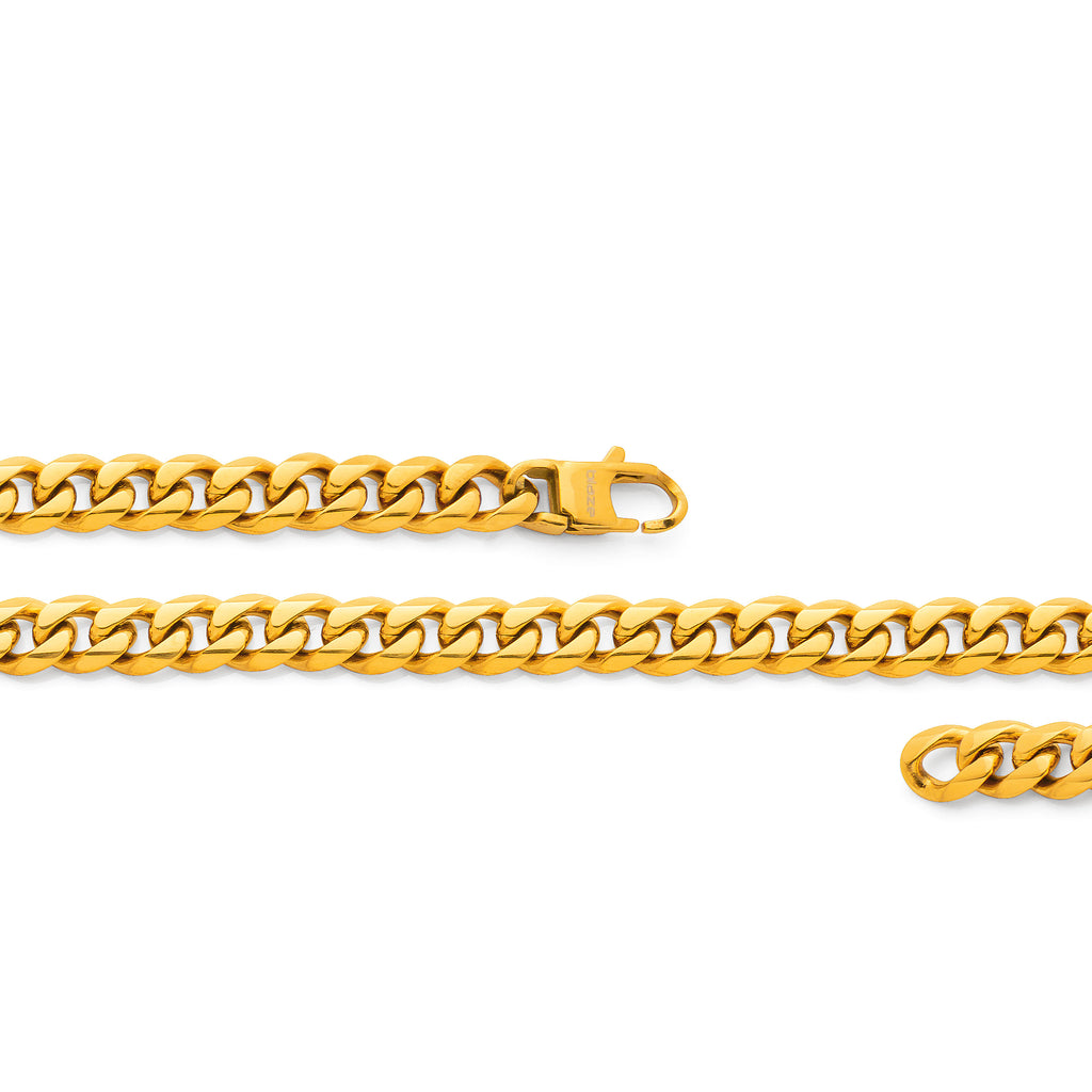 Stainless Steel Gold Tone 8mm Curb Link Bracelet