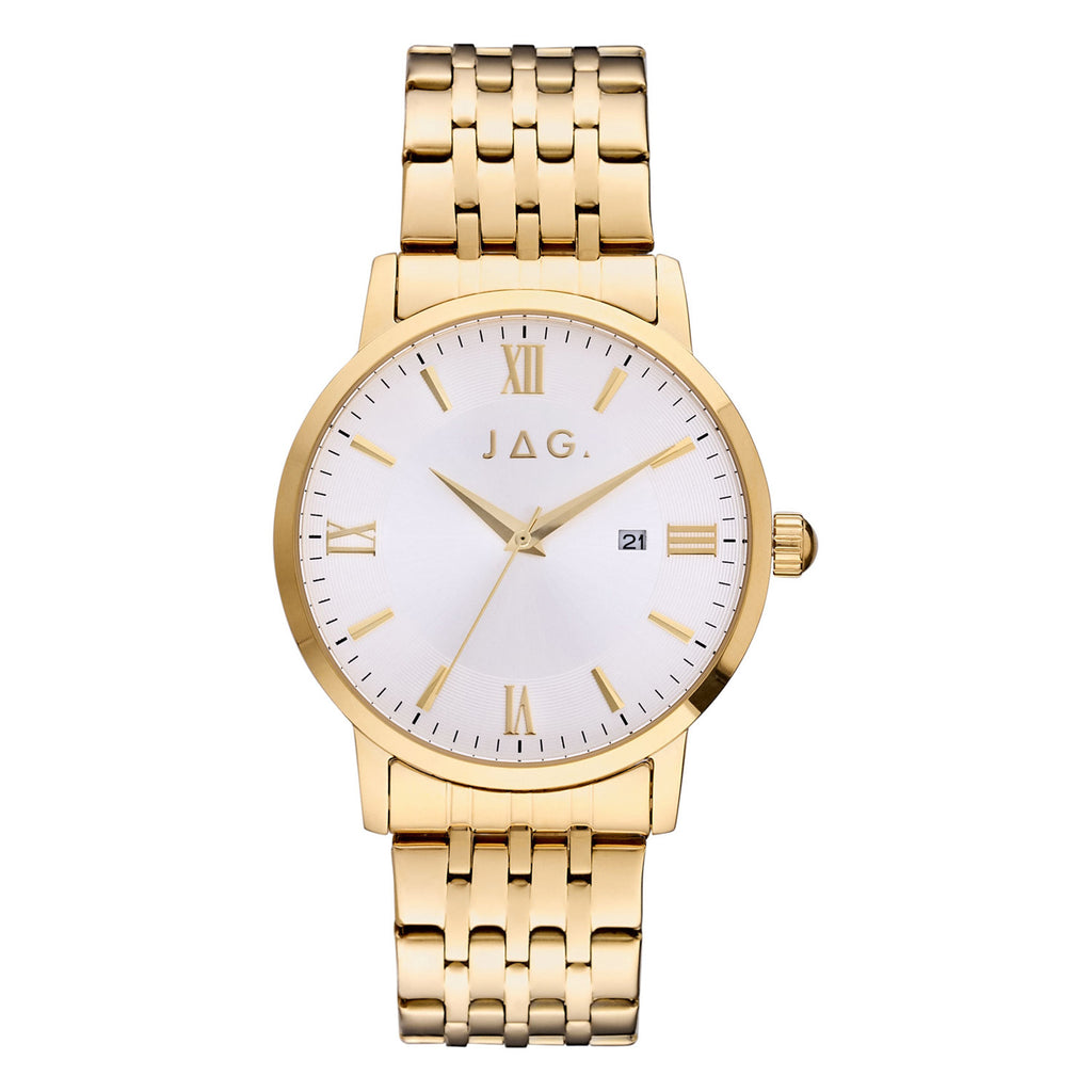 Jag 'Banks' Gold-Tone Stainless Steel White Date Dial Watch