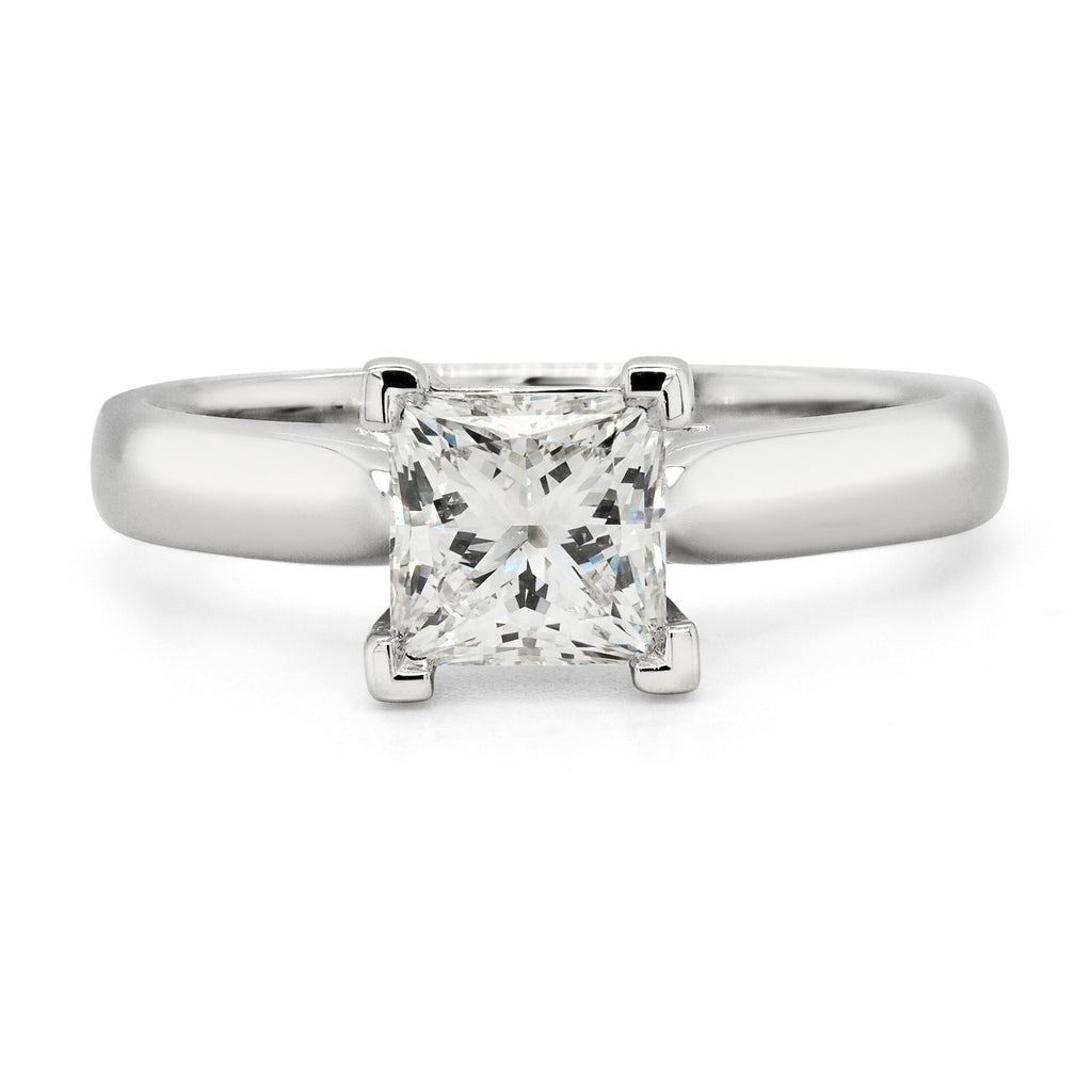 9ct White Gold Princess Cut Lab Grown Diamond 1.09CT Solitai