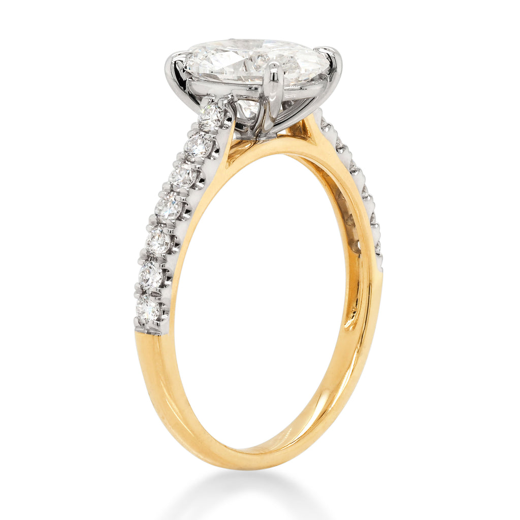 18ct Yellow Gold Oval Lab Grown Diamond Engagement Ring TDW1