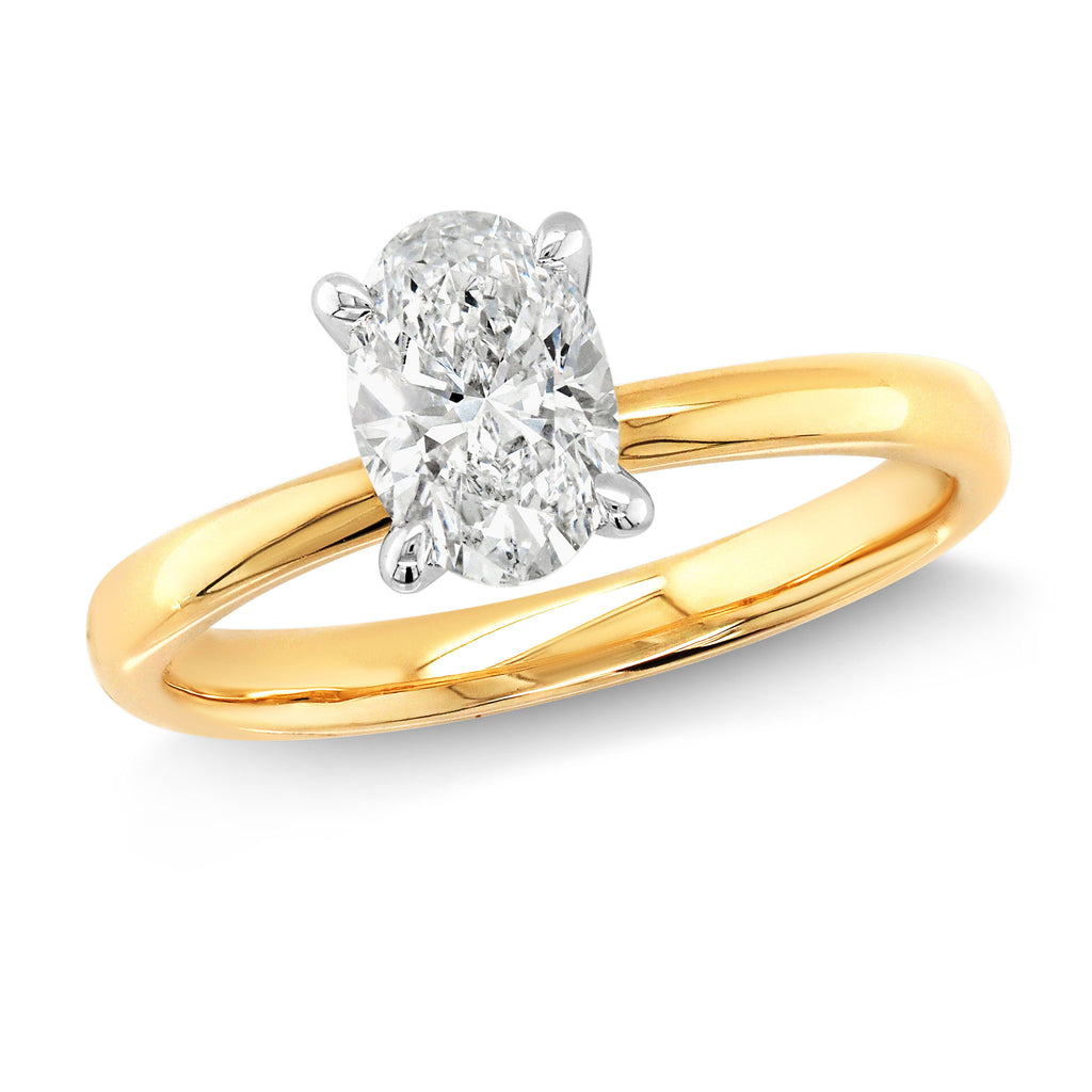 9ct Yellow Gold Oval Lab Grown 1ct Diamond Solitaire Engagem