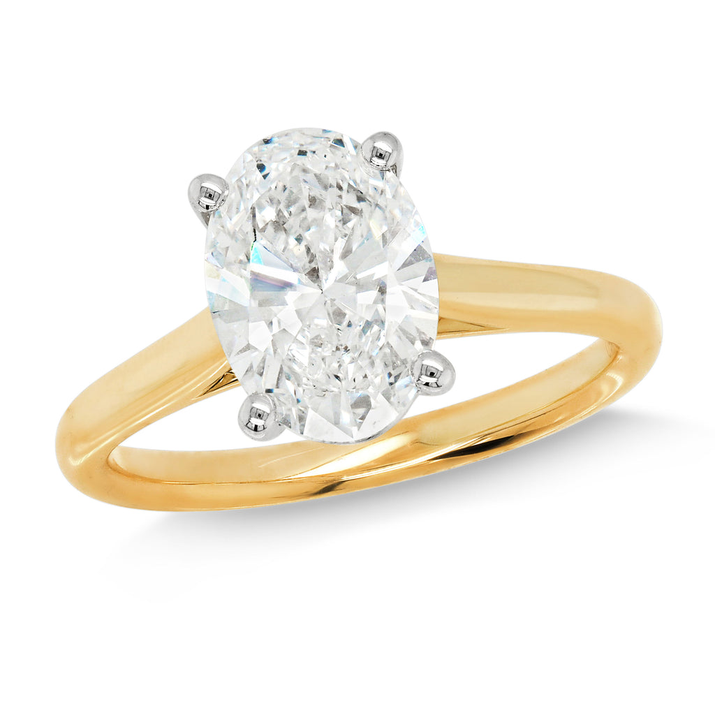 18ct Yellow Gold 2.04CT Lab Grown Oval Diamond Solitaire Rin