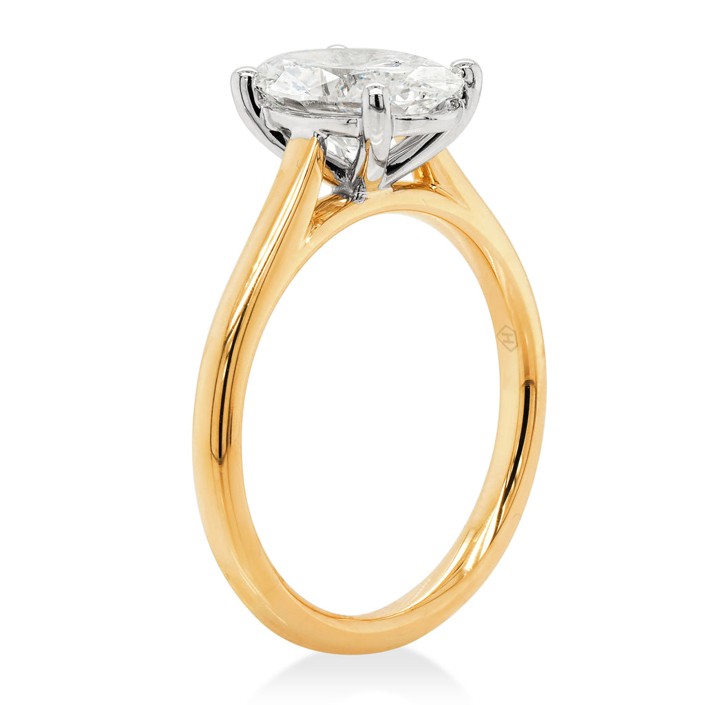 18ct Yellow Gold 2.04CT Lab Grown Oval Diamond Solitaire Rin