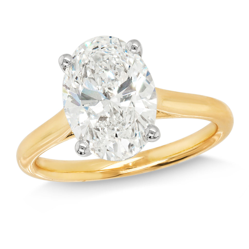 18ct Yellow Gold 3.04CT Oval Lab Grown Diamond Solitaire Rin