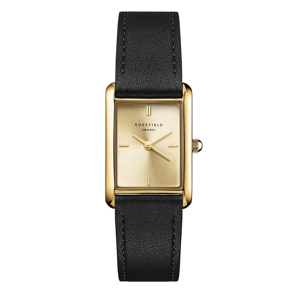 Rosefield Heirloom Gold-Tone Black Leather Watch HCBLG-H07