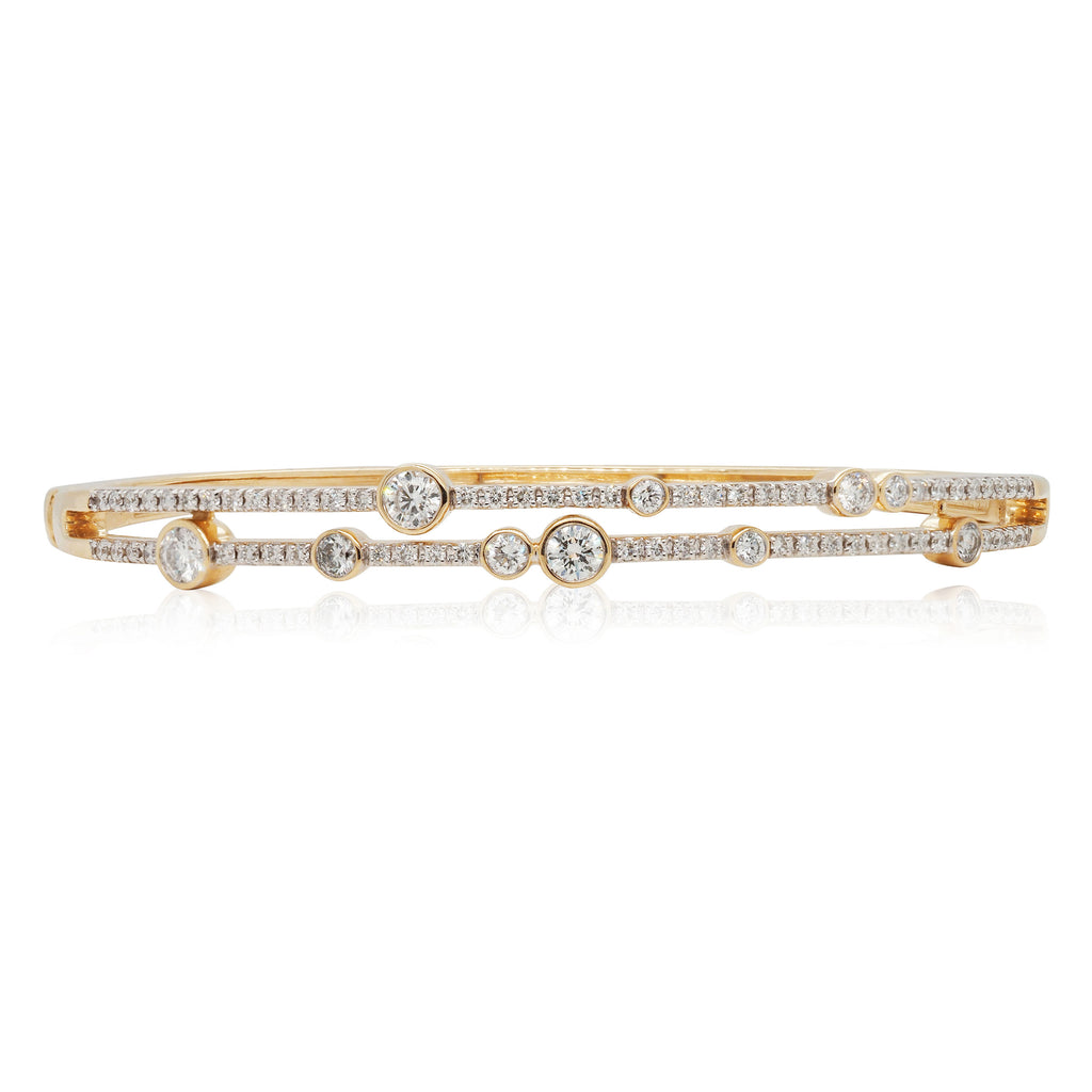 9ct Yellow Gold Lab Grown Diamond Split Bubble Bangle TDW 1.