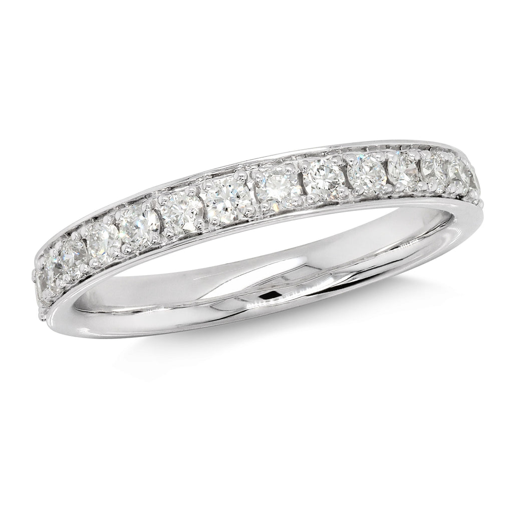 9ct White Gold Lab Grown Grain Set Diamond Wedding Band TDW