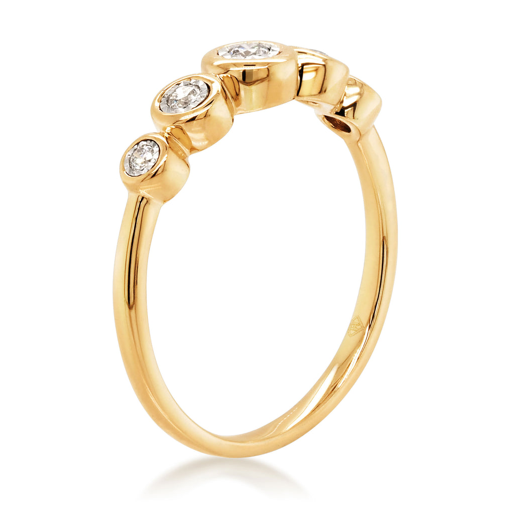 9ct Yellow Gold Diamond Row Bezel Set Ring TDW 0.11CT