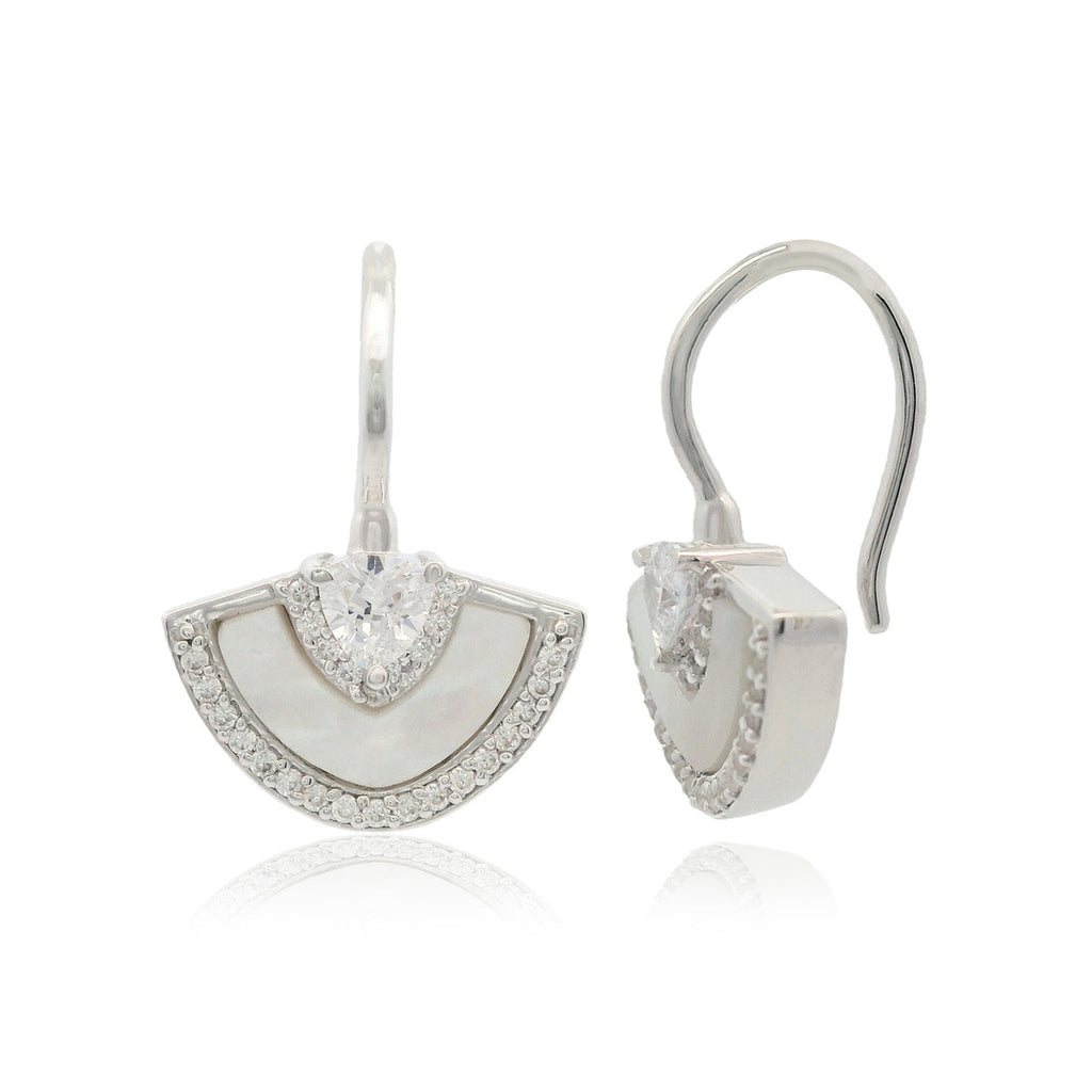 Georgini Chic Noel Cubic Zirconia Mother Of Pearl Fan Earrin