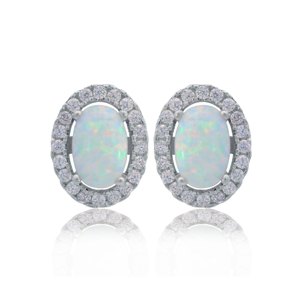 Georgini Opal Glow Blackwattle Opal Look Cubic Zirconia Stud