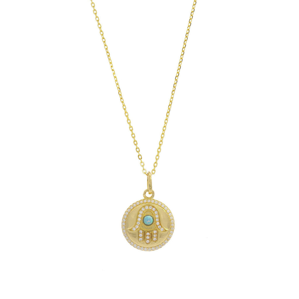 Georgini Gold Opal Glow Created Opal Hamsa Medallion IP1180G