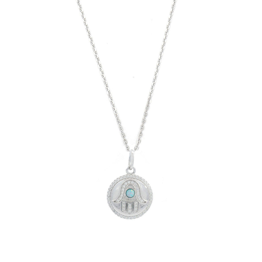 Georgini Opal Glow Opal Look Hamsa Medallion Pendant IP1180W