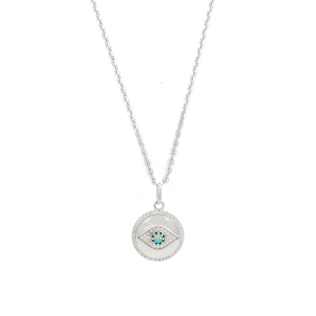 Georgini Opal Glow Sterling Silver Evil Eye Medallion Pendan